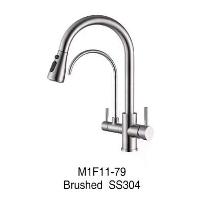 Brushed Stainless Steel 3-in-1 Mixer Faucet – Hot, Cold & Filtered Water