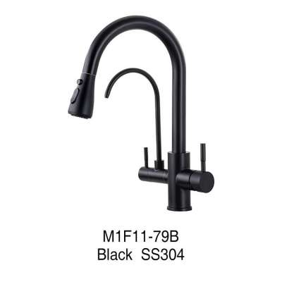 Black Stainless Steel 3-in-1 Mixer Faucet – Hot, Cold & Filtered Water