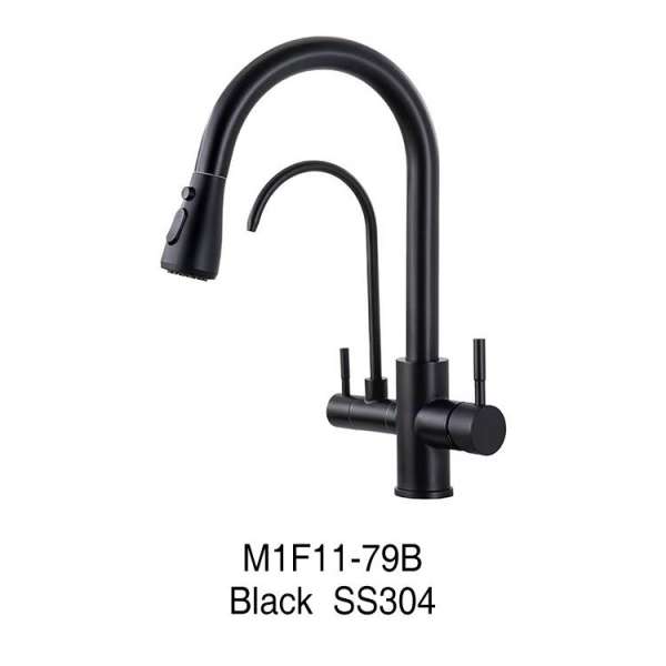 Black Stainless Steel 3-in-1 Mixer Faucet – Hot, Cold & Filtered Water
